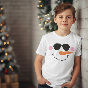 Sneeuwpop gezicht met bril T-shirt voor kinderen