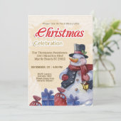 sneeuwpop kerstfeest viering kaart (Staand voorkant)