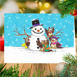 Sneeuwpop kerstkaart van Nicole Janes Feestdagen Kaart