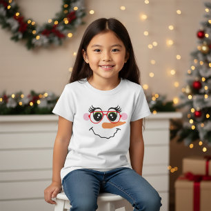 Sneeuwpop Meisje Gezicht Met Bril T-Shirt voor Kin
