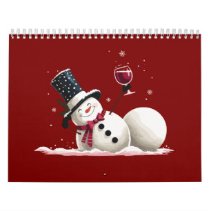 Sneeuwpop Met Wijn Kerstcadeau Kerstvakantie Kalender