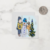 Sneeuwpop Notitiekaart Notitiekaartje (Voorkant / Achterkant in situ)