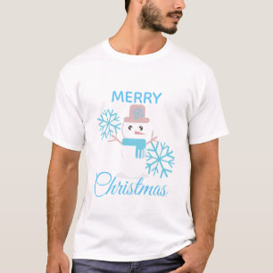 Sneeuwpop Sneeuwvlokken Roze Blauw T-shirt