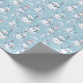 Sneeuwpoppen en sneeuwvlokken Blauw Wit Modern Ker Cadeaupapier (Hoek)