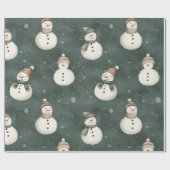 sneeuwpoppen op Sage Green Cadeaupapier (Vlak)