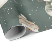 sneeuwpoppen op Sage Green Cadeaupapier (Rol Hoek)