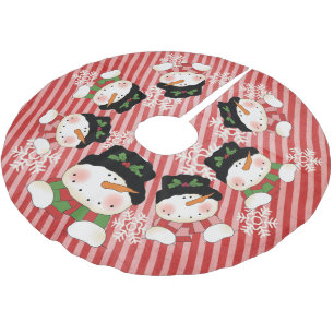 Sneeuwpoppen op Stripe Holiday Tree Skirt Kerstboom Rok