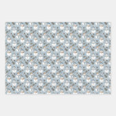 Sneeuwpoppen & Pinecones op Snowy Blue Inpakpapier Vel (Voorkant)