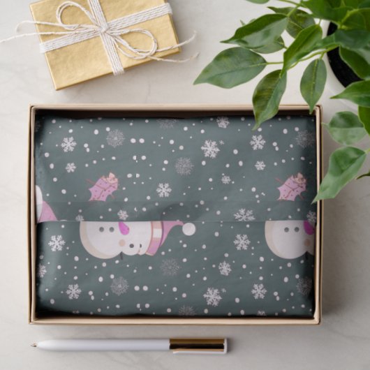 Sneeuwpoppen Sneeuwvlokken Greenery Kerstmis Tissuepapier (Geschenk)