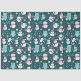 Sneeuwpoppen Teddy Bears Sneeuwvlokken Groen Kerst Tissuepapier