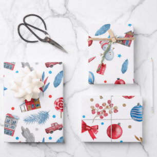 SNEEUWPOPPEN, VAKANTIEHUIZEN, KERSTVERSIERINGEN, S INPAKPAPIER VEL