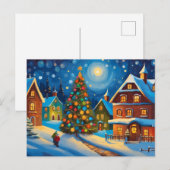 Sneeuwrijk dorp op kerstavond briefkaart (Voorkant / Achterkant)