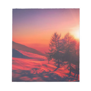 Sneeuwrijke avond zonsondergang notitieblok