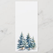 Sneeuwrijke Berg & dennen Bomen Bruiloft Menu (Achterkant)