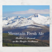 Sneeuwrijke bergen landschap gepersonaliseerd bier etiket (Enkel label)