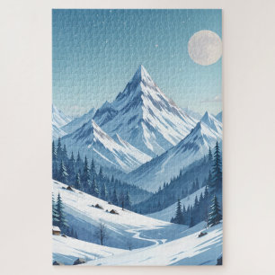 Sneeuwrijke bergen winter legpuzzel