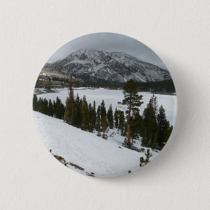 Sneeuwrijke Ellery Lake California winterlandschap Ronde Button 5,7 Cm