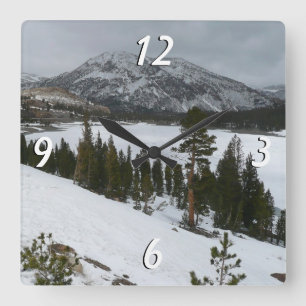 Sneeuwrijke Ellery Lake California winterlandschap Vierkante Klok
