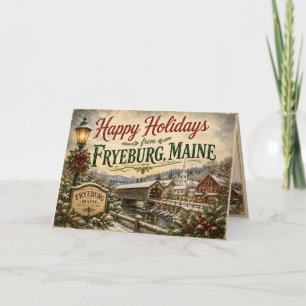 Sneeuwrijke kerstgroet in Fryeburg Maine Kaart