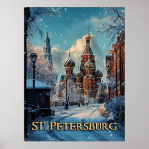Sneeuwrijke Russische charme - St. Petersburg Wint Poster