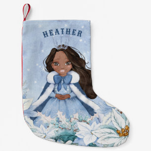 Sneeuwrijke Winter Afro-Amerikaanse prinses Kleine Kerstsok