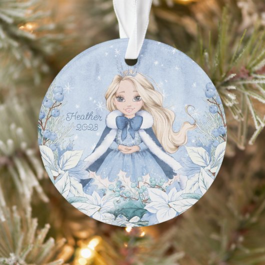 Sneeuwrijke winter blond prinses ornament (Boom)