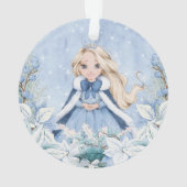 Sneeuwrijke winter blond prinses ornament (achterkant)