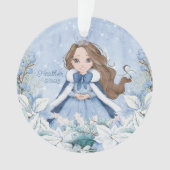 Sneeuwrijke Winter Brunette Prinses Ornament (voorkant)
