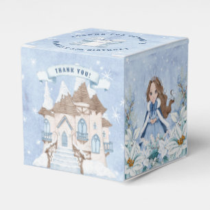 Sneeuwrijke Winter Brunette Prinses Verjaardag Bedankdoosjes
