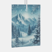 Sneeuwrijke winterberg glas ornament (Voorkant Rechts)