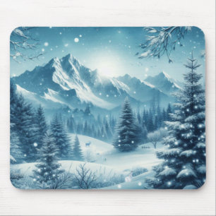 Sneeuwrijke winterberg muismat