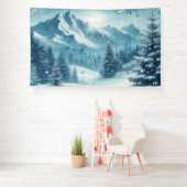 Sneeuwrijke winterberg spandoek (Insitu)