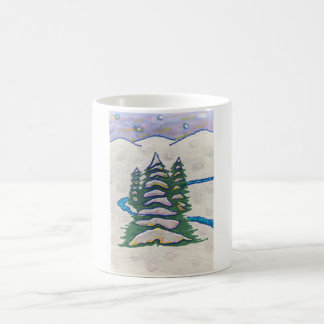 Sneeuwrivier, Evergreens, bergen, sterren Koffiemok
