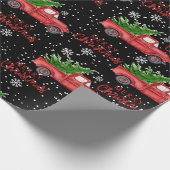 Sneeuwrood Vrachtwagen Vrolijk Kerstfeest Cadeaupapier (Hoek)