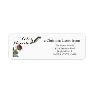 Sneeuwroos Feliz Navidad Letter Etiket