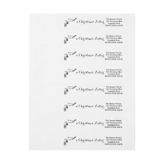 Sneeuwroos Feliz Navidad Letter Omwikkelbaar Adreslabel (Vel)