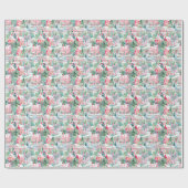 Sneeuwroze kersthuizen cadeaupapier (Vlak)