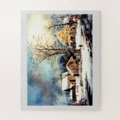 Sneeuwscène in de koude ochtend legpuzzel (Verticaal)