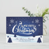 Sneeuwscène kerstKaart (Staand voorkant)