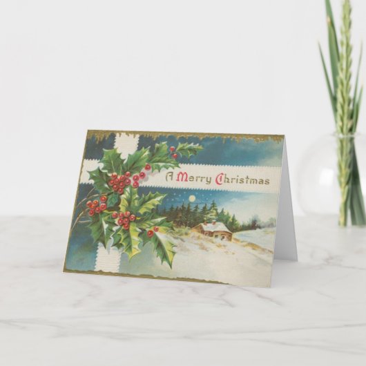 Sneeuwscène kerstKaart Feestdagen Kaart (Voorkant)