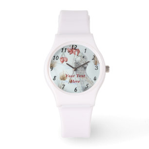 sneeuwscène met een schattige veldmuis horloge