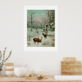 sneeuwscène met hert poster (Keuken)