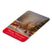 Sneeuwscène met kerstbomen in het dorp Quaint Magneet (Linkerzijde)