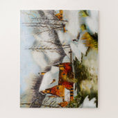 sneeuwscène met waterwiel legpuzzel (Verticaal)