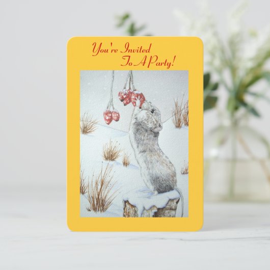 Sneeuwscène rond de kerst met muizen kaart (Staand voorkant)