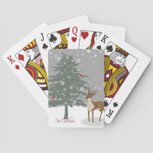 Sneeuwscène/speelkaarten/deer en kardinaal speelkaarten