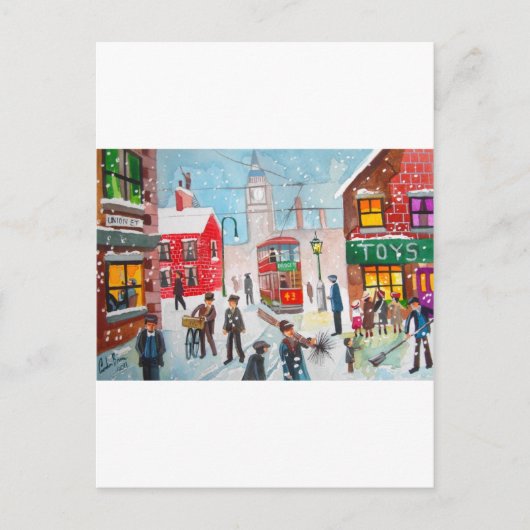 sneeuwscène winterschoorsteenveger G Bruce schilde Briefkaart (Voorkant)