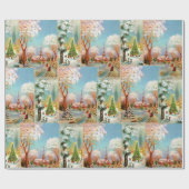 Sneeuwscenes Shabby Chic Cadeaupapier (Vlak)