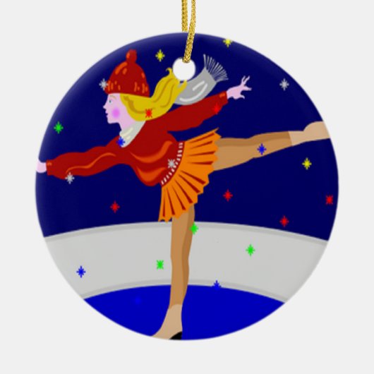 Sneeuwschaatser wereldbol keramisch ornament (Voorkant)