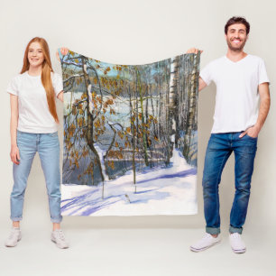 Sneeuwschilderij Waterverf Fleece Deken